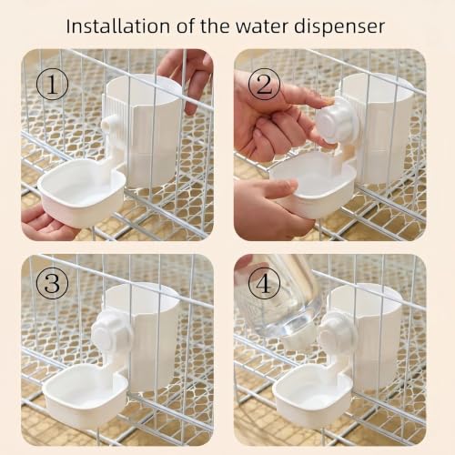 Hanging Automatic Food Water Dispenser,Rabbit Feeder Guinea Pig Water Bottle Food Feeder for Ferret Guinea Pig Rabbit Bunny Cage Accessories (White) - color: white