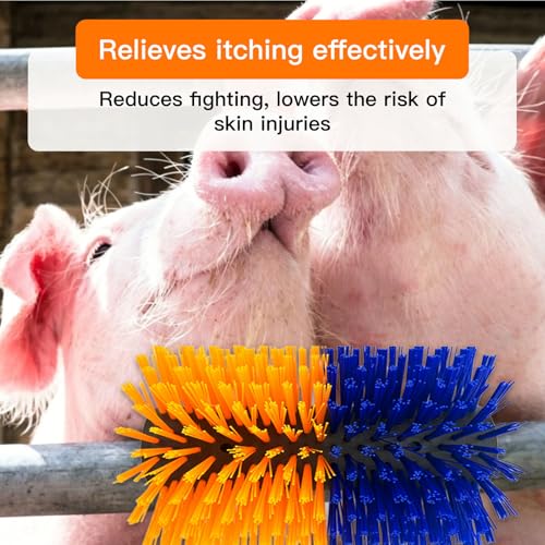 2PCS Pig Scratching Brush and 1PC Cleaning Brush, Self-Grooming Livestock Brushes with 8 Mounting Screws, Effective Itch Relief Brush for Pigs, Donkeys, Sheep and Deer