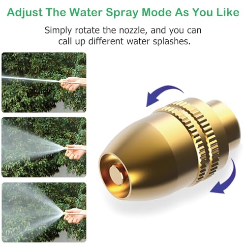 Garden Hose Nozzle Heavy Duty Brass Metal Sprayer Nozzle High Pressure Spray Gun 360° Rotaing Water Adjustmen for Car Washing, Outdoor Gardening, Pets Shower, Patio Cleaning