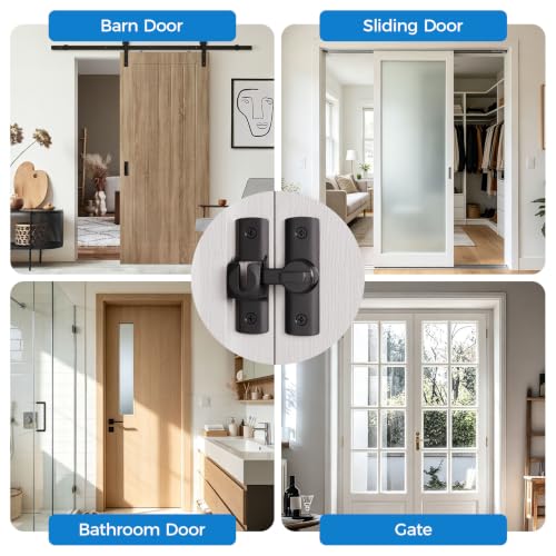 ESINAM Door Latch, Barn Door Lock，Black, 2-Pack | 90/180° Sliding Barn Door Lock Latch，Heavy Duty Flip Latch, With Screws, For Bathroom, Garden and Cabinet - color: Black