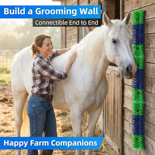 Livestock Scratching Brush, Itch Relief Goat Scratching Post Brush | Wear-Resistant Nylon Bristles, Heavy-Duty Screws, Self-grooming Horse Scratching Post for Goats, Cows, Sheep, Pigs, Donkeys