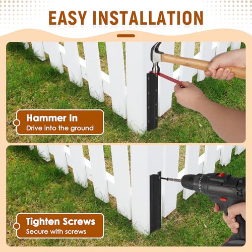 SDSNTE Steel Fence Post Repair Stakes for Fence Post Support, 10 Pcs | 14 Ga Heavy-Duty, Easy Installation Kit Included