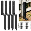 Fence Post Repair Kit Heavy Duty – Thickened Steel Fence Post Anchor Ground Spike, Fence Repair Kit Quick Fix Broken/Leaning Wood Fence Posts, Wooden Fence Post Stabilizer Stakes (4 Pack, Black) - color: 4 , Black
