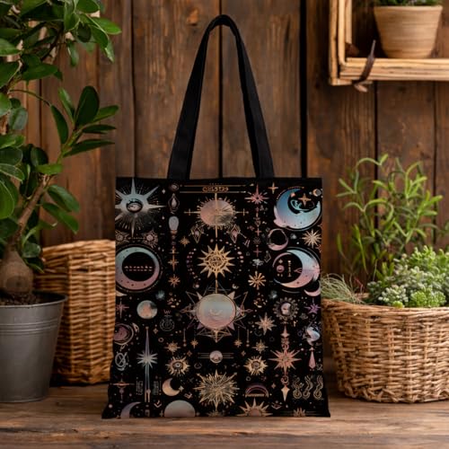 Vintage Floral Canvas Tote Bag, Aesthetic Botanical Reusable Grocery Bags for Women, Elegant Floral Lover Gift Tote - color: Color22