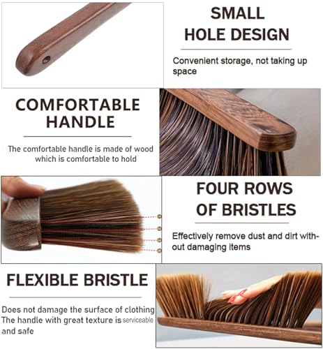 Hand Broom Brush Dust Cleaning: Hand Brush, Dusting Brush, Couch Brush, Soft Brush Cleaning, Dust Broom, Handheld Broom, Bed Brush, Hand Brush for Cleaning The Bed, Sofa, Fireplace, car, etc. - color: Brown