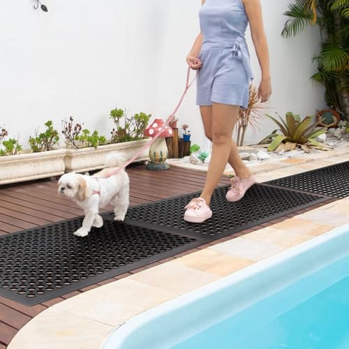 Anti Fatigue Rubber Mats - 2 Pack Restaurant Kitchen Non-Slip Bar Floor Entry Door Drainage Mats - Indoor/Outdoor Use - 36 x 60 Inches - size: 2Pack 36"L x 60"W x 0.4"Th Black