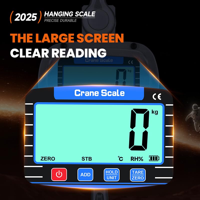 Digital Crane Scale Measurable Temperature and Humidity Industrial Heavy Duty Hanging Scale with Remote Control LCD Screen for Construction, Factory, Farm(11000 lbs/5000kg/5T) - size: 11000lb/5000kg/5T