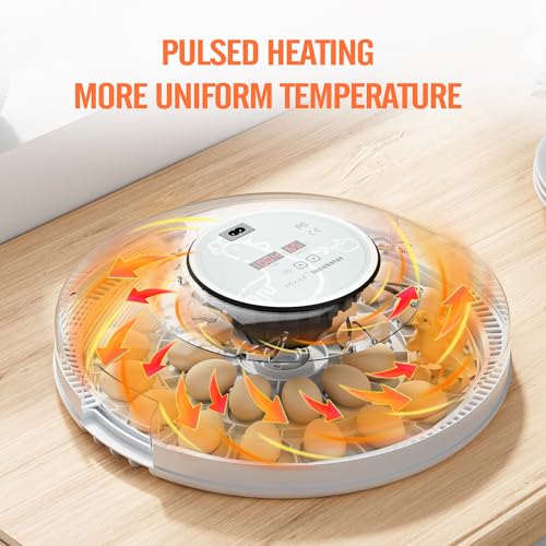 MeeF Egg Incubator for Hatching 28 Eggs, Auto Flip, Independent Atomizing Humidifier, with Duck and Goose Egg Trays (Green)