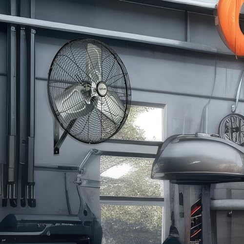 Hurricane Pro Commercial Grade Oscillating Wall Fan, 3 Speeds, Black, 20in | Metal Wall Mount Corded Electric Air Cooling Unit w/ Powerful 4600 CFM Airflow for Home, Garage, Gym, Workshop & Greenhouse - style: 20" Pro Commercial Grade