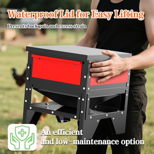 60-90lb Automatic Chicken Feeder | All Metal Poultry Feeder, No Waste Waterproof Chicken Feeder, Suitable for Geese, Ducks, Turkeys, Quails - size: 80LB