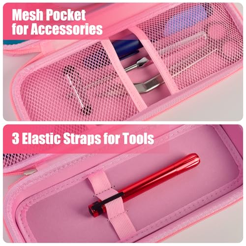 Stethoscope Case for 3M Littmann/for MDF,Nursing School Essential Organizer‌ | For Classic III Monitoring/Lightweight II S.E/Cardiology IV Diagnostic/Acoustica,Doctor/Student/Clinical Use, Case Only, Pink - color: Pink