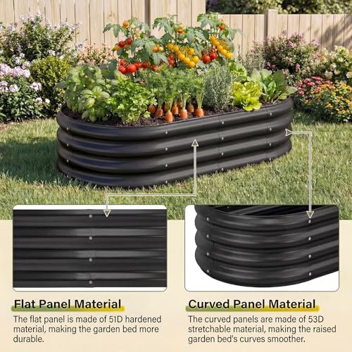 Land Guard Galvanized Raised Garden Bed Kit, Galvanized Planter Raised Garden Boxes Outdoor, Oval Large Metal Raised Garden Beds for Vegetables(Grey)4×2×1ft(1pcs) - color: 2-grey, size: 4×2×1ft(1pcs）