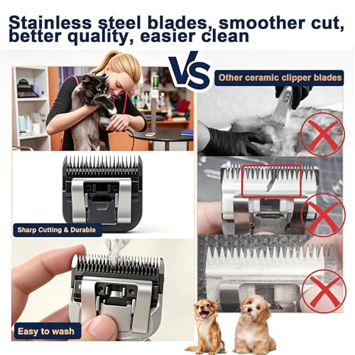 Detachable Steel Pet Dog Clipper Blades, Size-7FC, Compatible with Andis Cut Length 1/8" - size: 7FC:1/8"(3.2mm) Black