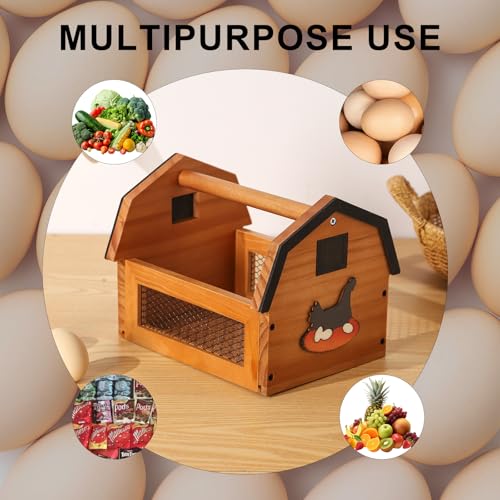 Egg Basket for Gathering Fresh Eggs, Farmhouse Egg Collecting Basket, Wood Chicken Egg Basket Countertop. （Brown Medium） - color: Brown, size: Medium