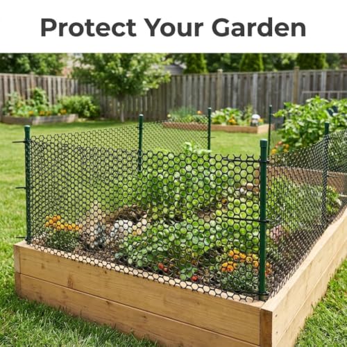 Gardzen Plastic Chicken Wire Mesh 16in x 20ft with 40 pcs Ties | Durable Chicken Fence for Poultry, Garden Protection & DIY Crafting, Heavy-Duty Mesh Netting for Outdoor & Indoor Use - size: 16In x 20ft