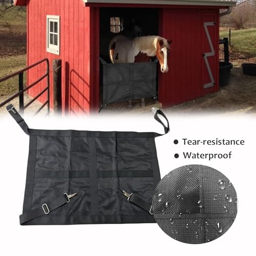 Horse Stall Guard for Horses Heavy Duty Stall Barrier with Adjustable Straps Reinforced Metal Hooks for Barn Stable Aisle Trailer Tack Room，27 Inch