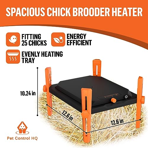 Pet & Livestock HQ Chicken Brooder Heater for Chicks - Chick Brooder Heat Plate - 12” x 12” Indoor Brooder Heating Kit with Adjustable Height and Temperature Display