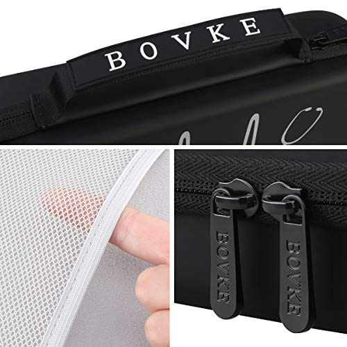 BOVKE Stethoscope Case for 3M Littmann Classic III, Lightweight II S.E, MDF Acoustica Deluxe Stethoscopes - Extra Room for Medical Bandage Scissors EMT Trauma Shear and LED Penlights, Black - color: Black