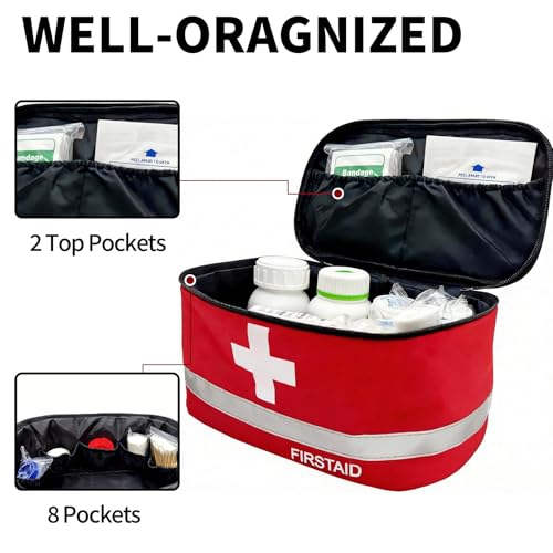 2 PCS Empty First Aid Bag, Portable Medical Bag Organizer for Home, Travel, Car, Camping, Hiking & Outdoor Emergencies, Emergency Medicine Pouch(Bag Only)