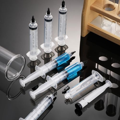 TrelaCo 50 Pack Syringe Without Needle Disposable Plastic Syringes with Cap Measuring Dispensing Tools Individually Sealed for Pets Feeding(10 ml) - size: 10 ml