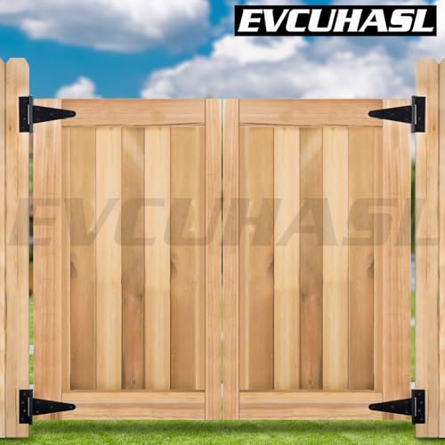 6 Inch T-Strap Gate Hinges, Shed Barn Door Hinges Heavy Duty, Black Tee Hinges for Wooden Fences, Yard Gate, Wrought Hardware Iron Rustproof (2 Pack/Set) - size: 6 Inch
