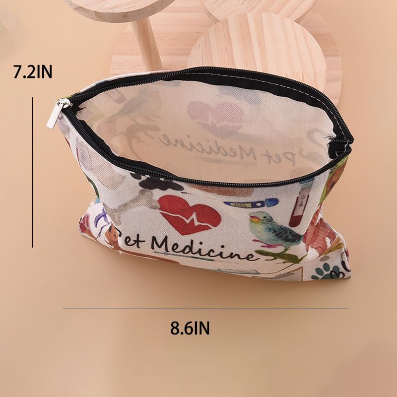 Pet Medicine Cosmetic Bag Watercolor Veterinary Pet First Aid Kit Makeup Bag Portable Travel Pouch Canvas Emergency Bags Gifts For Pet Medication Toiletry Storage Pouches