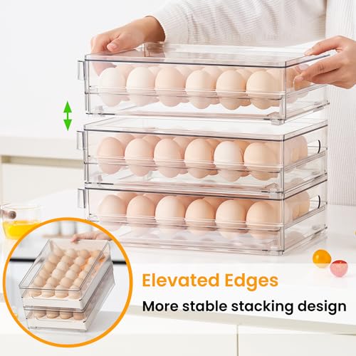 24 Egg Drawer for Fridge, Pull Out Egg Storage Container with Non-Slip Pads Refrigerator Organizer Bins Clear Egg Holder, Egg Tray-Bpa Free Egg Organizer - color: Egg drawer