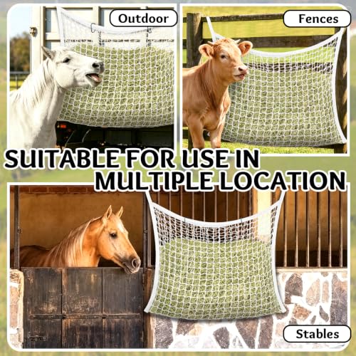 YedsIntu 3 Pcs Hay Bags for Horses, Slow Feed Hay Nets for Horses Goat Sheep, Large Capacity Hay Feeder for Stall, Trailer, Pasture (White) - size: 3PCS-White