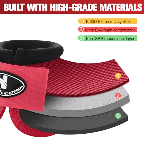 Horse Bell Boots for Outdoor Sports (Crimson Red, L) | Comfortable fit, prevents sprains, convenient hook and loop design, durable outdoor protection - color: Crimson Red, size: L