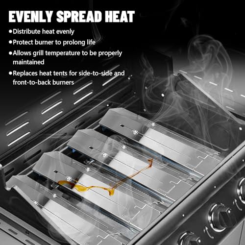 Universal Stainless Steel Adjustable Grill Heat Plates Heat Tents Heat Shields Grill Burner Cover,Compatible with Weber, Charbroil, Brinkmann, Chargriller etc.,Extends from 11.75" up to 21" L,3 Pack - size: 3-Pack