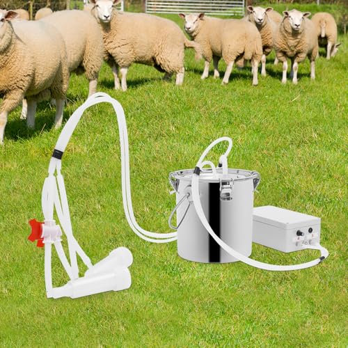 5L Electric Cow Milking Machine, 2 in 1 Full-Automatic Milking Machine for Cows and Goats, Speed Adjustable Pulsating Vacuum Pump, Plug in Model Electric Cow Milker