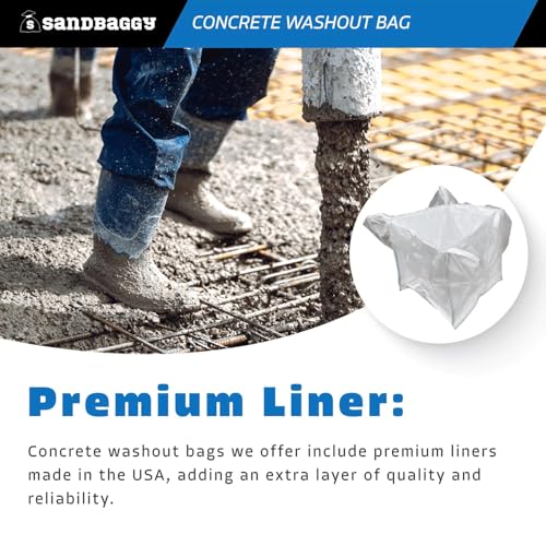 Sandbaggy 170 Gal. Concrete Washout Bag w/Plastic Liner - UV Protected (35" x 35" x 30") - 3000 lb Weight Capacity (1)