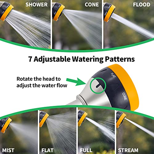 AUTOMAN Garden Nozzle Sprayer, High Pressure Spray Nozzle, 100% Metal Water Hose Nozzle, 7 Patterns Watering Nozzle, Heavy Duty Sprayer Garden Nozzle for Watering Plants & Lawns, Washing Cars & Pets - color: Metal