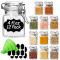 ComSaf Square Small Glass Spice Jars with Airtight Lids 4 oz 12 Pack Pantry | Honey herbs, Farmhouse pantry organization, Mini favor jars, Labels included, Funnel included, Kitchen storage, Snacks - size: 4oz*12