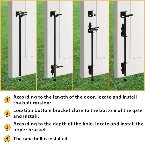 18" Heavy Duty Cane Bolts for Gates with Black Rustproof Powder Upgraded Hardware Gate Drop Rod for Wood PVC Vinyl Fences Gates, Double Doors-1 Pack - size: 18 Inch-1pack