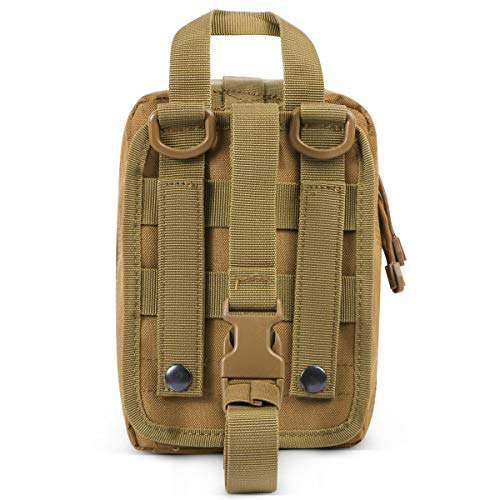 2-Pack First Aid Pouch 1000D Nylon Tactical Molle Medical Pouch Utility Pouch for Outdoor Activities Medical Supplies Bag Only - color: Khaki