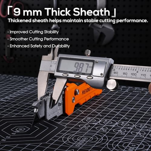 REXBETI 2-in-1 Utility Knife & Scraper, Zinc Alloy Body, Blade Storage