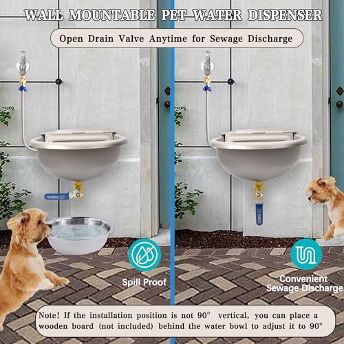 Automatic Dog Water Dispenser with Drain Hole & Drain Valve, Stainless Steel Auto Dog Water Bowl with 2 Float Valves, Hose Quick Connect Fitting, for Livestock, Chicken, Horse (1 Gallon) - size: 1 Gallons