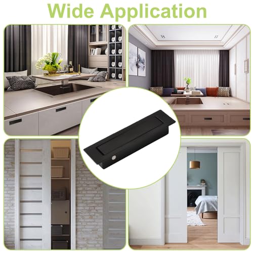 2PCS 304 Stainless Steel Recessed Pocket Door Handle Hardware Brushed Flush Mount Pocket Door Edge Pull for Closet Pocket (Black) - color: Black-2pcs-A