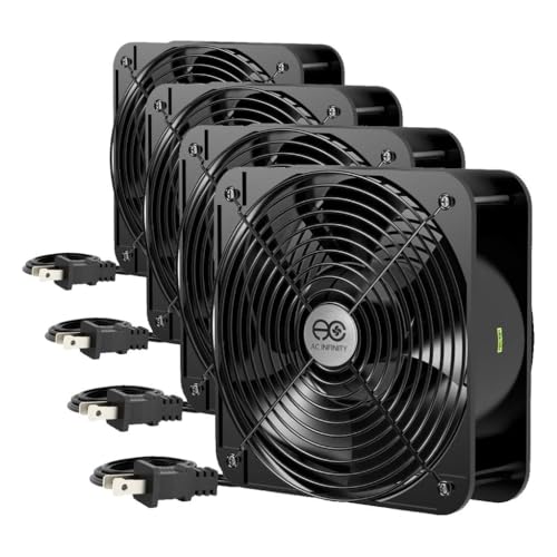 AC Infinity AXIAL 2060, Muffin Fan, 120V AC 200mm x 200mm x 60mm High Speed, for DIY Cooling Ventilation Exhaust Projects (Pack of 4) - size: Single 200 x 200 x 60 mm, High Speed (Pack of 4)
