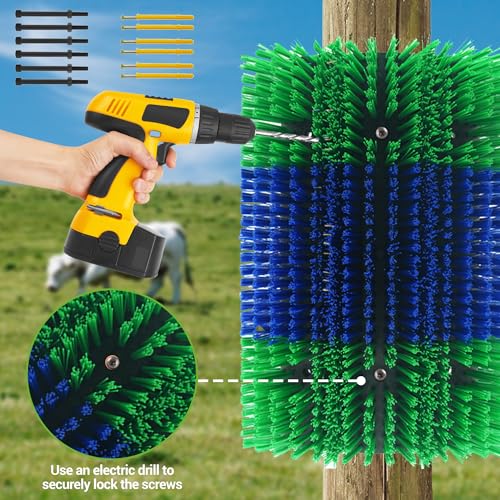 2PCS Livestock Scratching Brush,Extra Large Size Livestock Scratching Brush, Massage Grooming Kit for Cattle, Sheep, Pig, Animal Back Scratching & Itch Relief, Blue-Green - color: Blue-Green