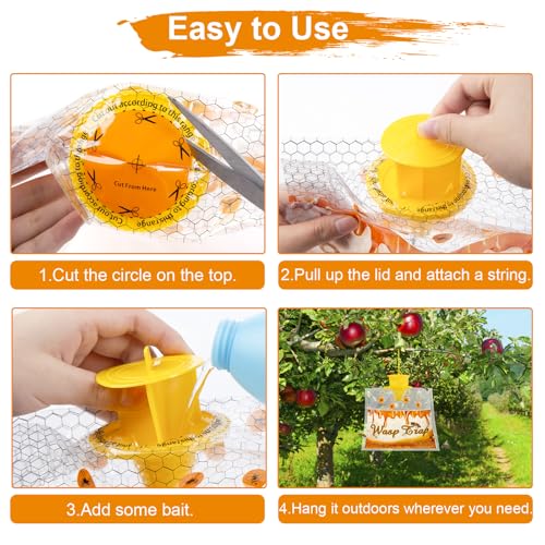 Disposable Wasp Traps Outdoor Hanging 6 Pack | Yellow Jacket Trap, Carpenter Bee Traps for Outside, Wasp & Hornet Traps Catcher Killer for Outdoor Patio Garden - size: 6 Packs