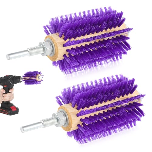 Willinglong 2 Pcs 4 Inches Livestock Mini Drill Scratch Brush Purple Brush Grooming Kit Suitable for Cattle, Cows, Horses, Sheep and Pigs - size: 4 Inch