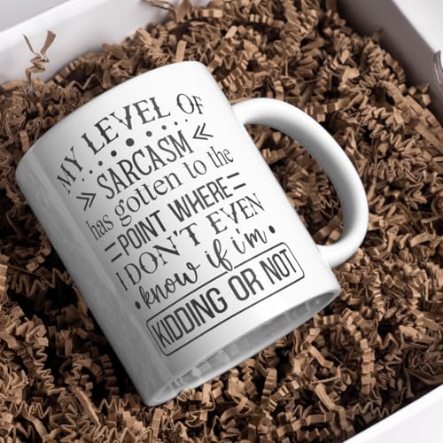 My Level of Sarcasm Has Gotten to the Point Where I Don't Even Know If I'm Kidding or Not Funny Coffee Mug - 11oz White Ceramic Sarcastic Humor Mug for Office, Coworkers, Friends