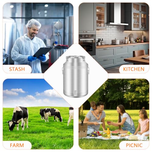 50 Liter 13.2 Gallon Milk Can 304 Stainless Steel Milk Bucket Heavy Duty Wine Pail Bucket with Spigot Milk Can Tote Jug with Sealed Lid for Milk and Wine (50L) - size: 50L