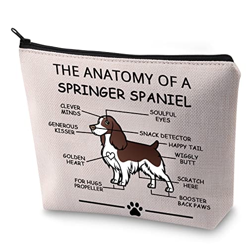 LEVLO Funny Springer Dog Lovers Gifts The Anatomy of A Springer Spaniel Cosmetic Bags Sporting Dog Veterinary Mom Travel Toiletry Bags (Springer Spaniel) - color: Springer Spaniel
