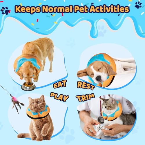 Grand Line Donut Inflatable Collar for Dogs and Cats, Soft Recovery Dog Cone After Surgery, Protective Pet Neck Cone for Small, Medium, Large Dogs, Not Block Vision (Blue, XL) - color: Blue Donut, size: XL(Neck:18"-23")