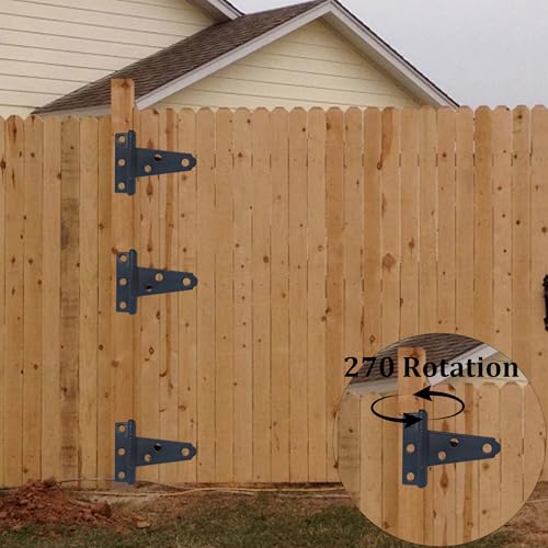 6PCS 2" Heavy Duty T-Strap Hinges, Black Rustic Iron Hinge, Rustproof Gate Tee Hinges for Outdoor Sheds, Barn Doors & Wood Fences-Thickness 1mm - size: 2 Inch