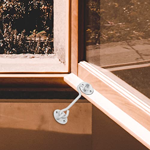 Kare & Kind Hook and Eye Latch (4-inch) - with Mounting Screws - Heavy Duty Locks for Door, Gates, Barns, Bathrooms, Cabins (2-White) - style: 2-White