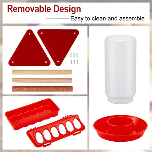 Patelai 7 Pcs Chick Feeder and Waterer Kit Feeding Supplies with Mini Perch Chicken Starter Kit for Coop and Brooder for Small Poultry Ducks Quail